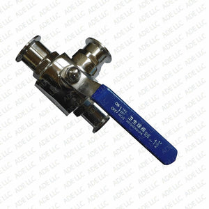 1.5" Tri Clamp with Three Way Ball Valve, Stainless Steel 304