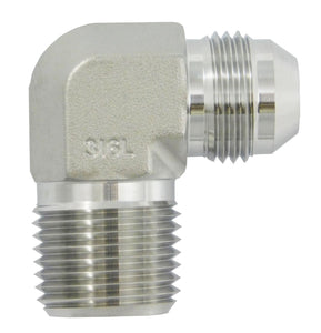 1/2" Male NPT to 1/2" Male JIC, 90-Degree Elbow, 304 Stainless Steel