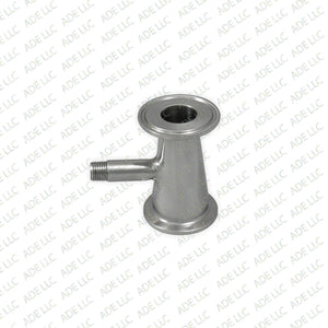 1.5" x 1" with 1/4" MNPT, Tri Clamp, Tri Clover, Sanitary, Concentric Reducer, 304 Stainless Steel
