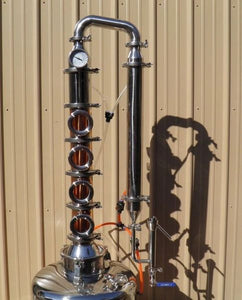 4 Bubble Plate Copper & Stainless Moonshine Still Column for Vodka, with cooling kit